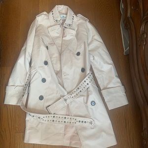 Coach Light Pink Trench Coat w Studded Belt